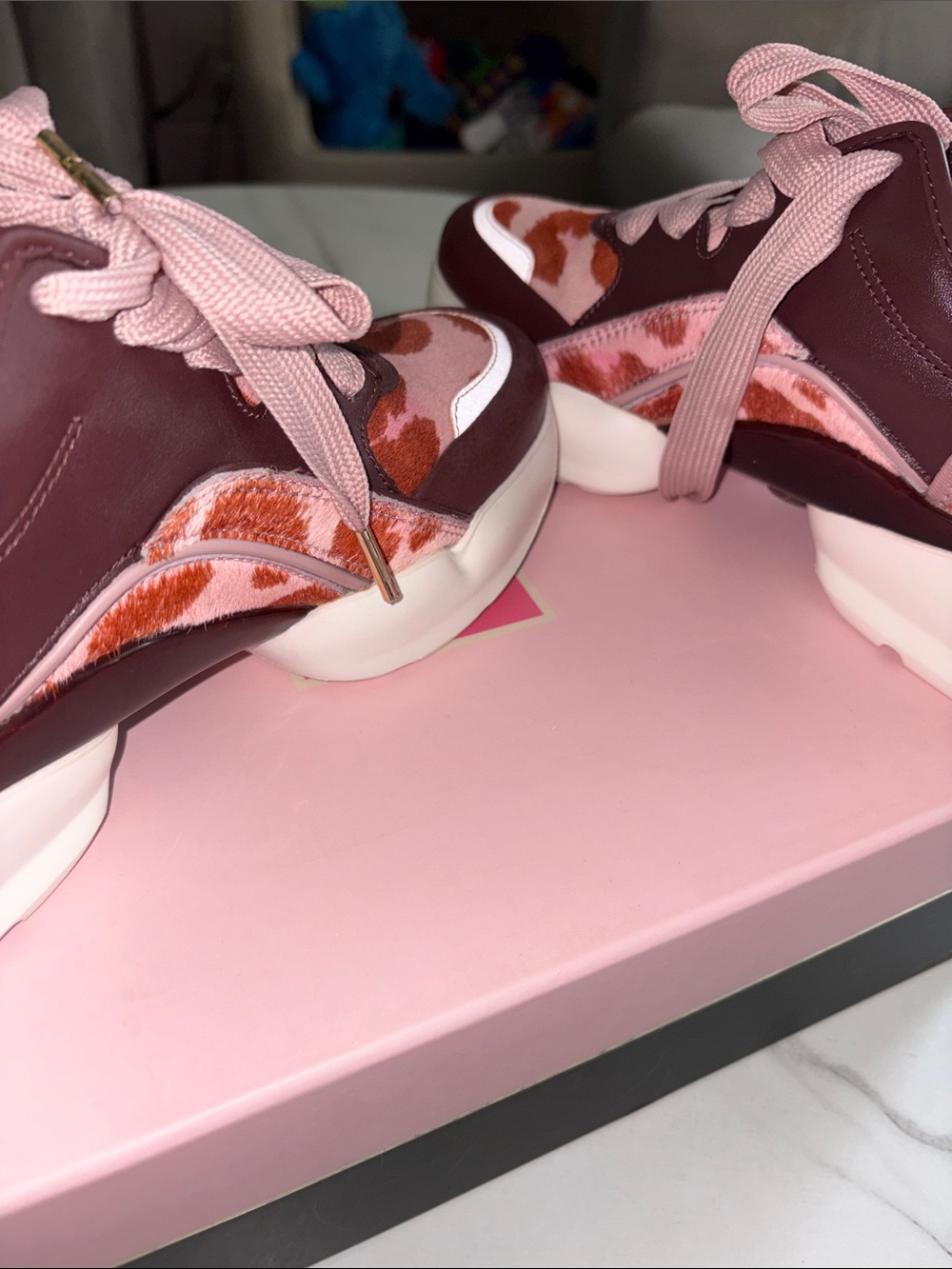 kate spade Pink, Burgundy & Orange Chunky Platform Sneakers - Picture 8 of 10